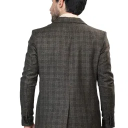 honnete Men's Casual Regular-fit Single Breasted Check Coat for Winter image 2