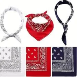 deergh enterprise Unisex Soft Breathable Cotton Paisley Printed Cowboy Bandanas,Headband,Scarf (BLACK,RED,WHITE_50CM X 50CM_Pack of 3) image 1