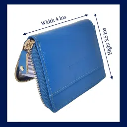 nunati Zip Wallet for Women's | Genuine Leather | Blue | Holds 6 Card Slots | Classic Slim Women Wallet Gift for Women's image 2