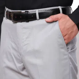 park avenue Men Smart Fit Structure Pattern Poly Viscose Blend Pleatless Formal Trouser image 5