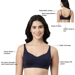 enamor Women's Cotton Blend Non-Wired Everyday T-Shirt Bra - Padded, Full Coverage, Ultra-Soft, Breathable, and Eco-Friendly Bamboo Fabric with Pinch-Free Design image 1