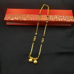 mymangalsutra Gold Plated Chain Full Golden Less Black Bead Vati Maharashtrian Marathi Style Mangalsutra Short Size(18 Inch) 18 image 2