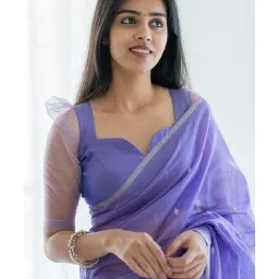 sgf11 Women's Kanjivaram Soft Cotton Linen Silk Saree With Blouse Piece image 5