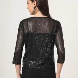 style quotient Black on Black Sequins Shrug image 3