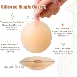 trendytrolley Nipple Covers for Women - Sticky Adhesive Silicone Pasties - Reusable Pasty Nipple Cover (1 Pair) Beige image 4