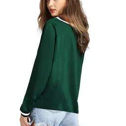 fabricorn Stylish Plain Green Long Sleeve Cotton Tshirt for Women (Green) image 3