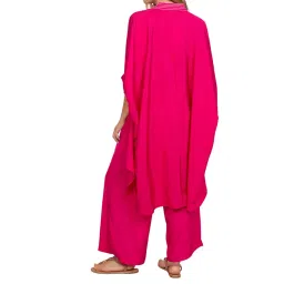 sun-rose fashions Boutique Collection Silk Crepe High Low Style Free Size Kaftan With Pant tunic Cover up Caftan Top Shirt | Festive Look image 2