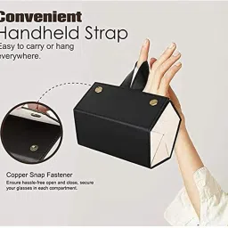 nytryd 5 Slots Foldable Multiple PU Leather Sunglasses Eyeglasses Travel Organiser Case Portable 5 Slots Travel Eyeglasses Holder Box for Women Men, Sunglasses Holder Stand image 4