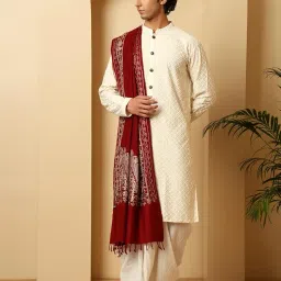 tweedle Men’s Kashmiri Aari Embroidery Stole/Scarf, Size - 28 x 80 inches image 4