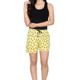 styleaone Women's Cotton Printed Yellow, Regular Shorts image 4