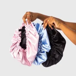 UVII Silk Hair Cap With 3 Satin Scrunchies, Adjustable Bonnet for Curly Hair, Slipping and Sleeping image 3