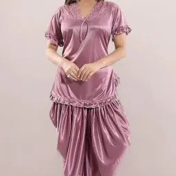 Nitya Fashion Dhoti Style Bottom Night Suit Women's Satin Nighty image 4