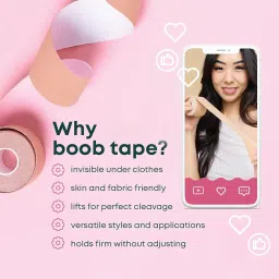 pruvave Body Tape For Women, Breast Shaper & Lifter with Breathable Boob Tape for Breast Lift Tape for Backless, No Show Bra for Women, Skin Friendly Adhesive (5 Meter) image 2