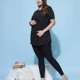 9shines label Women's Maternity Feeding Top with Horizontal Zip for Easy Nursing | Hosiery Cotton Nursing Dress for Women| Multi Purpose Feeding & Maternity Top for Mothers | (9SMT-New) image 5