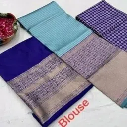 renvaani fashion Women's Indian Traditional Unstitched Kanjivaram Kanchipuram Silk Pure Zari Weaving Lehenga Choli Along With Dupatta Attach With Unstitch Blouse Piece, Half Saree (HT056) image 1