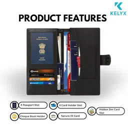 kelyx Passport Cover for Men and Women – Family Passport Holder for 4 with RFID Protection and Leather Passport Pouch and Cheque Book Holder and Passport Bag for Couples image 1