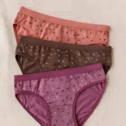 krishna plus - kp Pack of 3 Women's Panties – Soft Cotton Linen Fabric, Comfortable Everyday Underwear Random Color Design No VPRINT_ Combo 3 Parent_65 image 2