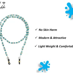heddz Turquoise Lightweight Glass Beads & Silver Filigree Spectacle Chain For Women Spectacle Chain Lanyard String for Eyewear Frames, Specs, Glasses, Sunglasses, Goggles and Eyeglasses image 3