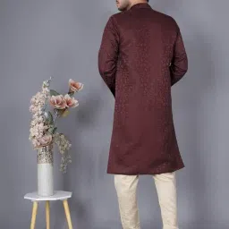 amzira Mens Ethnic Wear Marron Traditional Indo Western Set image 2