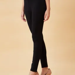 globus Women High Rise Stretchable Flat Front Slim Fit Workwear Treggings image 2