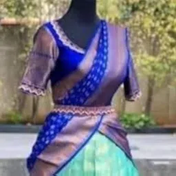 renvaani fashion Women's Indian Traditional Unstitched Kanjivaram Silk Pure Zari Weaving Lehenga Choli Along With Dupatta Attach With Unstitch Blouse Piece, Half Saree (HT045 FIROZI ROYAL MOR) image 4