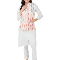 vastraa fusion Womens Ikat Pattern Cotton Modi/Nehru Jacket image 5