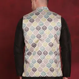 jompers Men's Floral Printed Nehru Jacket image 1
