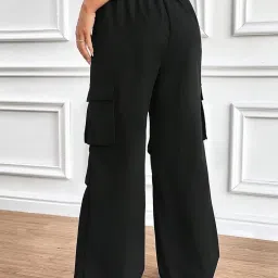 greciilooks Women's Loose Low Rise Cotton Solid Side Pockets Parachute Cargo Baggy Pant image 1