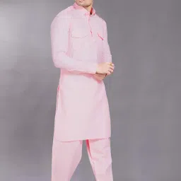 divisive Men's Cotton Blend Pathani Kurta Pyjama Set image 2