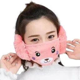 tradehub Reuseble Mask For Kids, Girl's and Boys' Warm Winter Face Mask with Plush Ear Muffs Covers (4 Years to Adult Years) image 2
