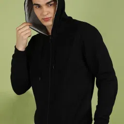 Alan Jones Clothing Men’s Solid Zipper Hooded Sweatshirt | Ribbed Hem, Lined Hood, Side Pockets, Durable Zip | Sizes S to 5XL | Multiple Colors image 4