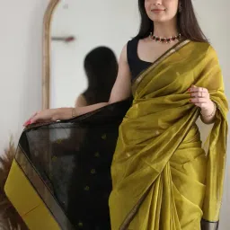 willfe Women's Cotton Soft Silk Sarees | Jamdani Cotton Saree With Attach Unstitched Blouse Piece image 1