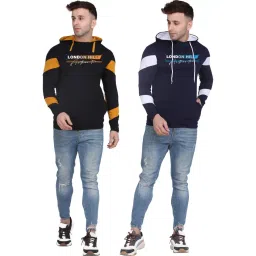 london hills Men's Regular Fit Printed Full Sleeve Cotton Blend Hooded T-Shirt (Pack of 2) image 5