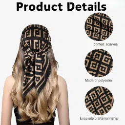 flavizo Silk Satin Scarf for Women Stylish - Fashion Bandanas, Head Wrap Shawl Square Neck Hijab, Lightweight Hair Scarves for Office Travel Wear - Brown image 2