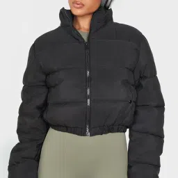 dta fashion FASHION FIZZZZ Women's Cropped Puffer Jacket, Hot-Coat,Quilted Outerwear with High Neck & Long Sleeves | Lightweight Zip-Up Winter Coat Premium image 3