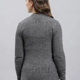 monte carlo Women's Regular Fit Cardigan | Self Design Pattern with Button Closure | Full Sleeve V-Neck Cardigan for Women image 3