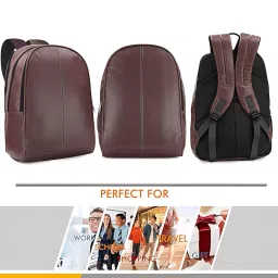 treggo Stylish Leather Laptop Backpack for Men & Women | Waterproof Office, College & Travel Bag with Multiple Compartments (Brown) image 3