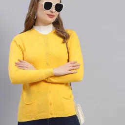 monte carlo Womens Solid Round Neck Full Sleeve Cardigan (1236884RN) image 5