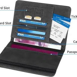boldstuff Passport Holder Passport Cover with Credit Card Slot and BoardingPass Slot Bi-Fold Passport Wallet Case Book Travel Must Have, PU Leather Travel Accessories-Unisex (Black) image 4
