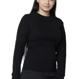 indiweaves Women Super Warm Wool Solid Sweater for Winter (Pack of 1) Black image 4