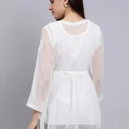 seva chikan Hand Embroidered Georgette Lucknowi Chikankari Top with Slip SCL9083 image 1