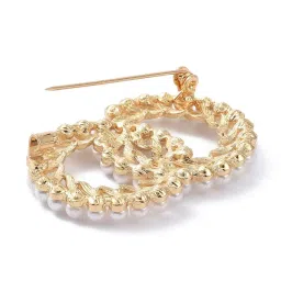 via mazzini Gold Plated Pearl Studded Traditional Circular Brooch Cum Saree Pin for Women and Girls (Brooch0510) 1 Pc image 1
