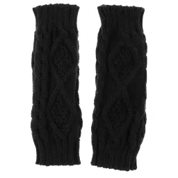 trendynest 4Xwinter Half Finger Fingerless Gloves Arm Hand Warmer Cable Knit Mittens Black | Womens Accessories | Gloves & Mittens image 5
