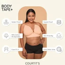 courtit's Tape Plus Waterproof & Sweat-Proof Body Tape Roll | Safe to Use Directly on Skin Breast Lifting Tape | 4m 7.5cm | Skin. image 1