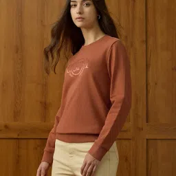 u.s. polo assn. Women Brand Printed Regular Fit Sweatshirt (UWAW25SWS223_Rust_XXL) image 4