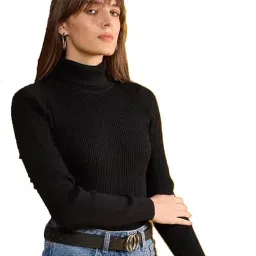 mixfit Black & White Women?s Premium High-Neck Top - Soft, Sleek, and Stylish image 1