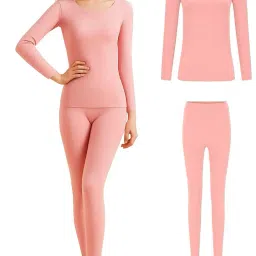 khwaish store Womens Soft Thin Warm Long Jhons Base Layer Thermal Inner Set Ladies Warm Full Sleeve Crew Neck Top & Bottoms Pajama for Winter Cold Weather image 4