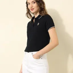 u.s. polo assn. Women's Cotton Solid Regular Fit Polo Shirt image 2