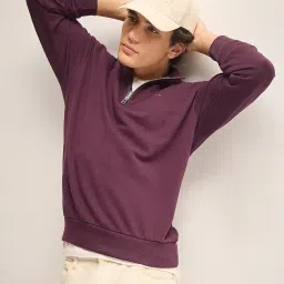 the bear house Men's Cotton Solid Relax Fit High Neck Sweatshirt image 5