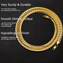 Men's Cuban Link Chain Necklace, 24 Inch Length, 5.5 MM Width, Gold-Plated Stainless Steel, Double Flat Curb Design image 2